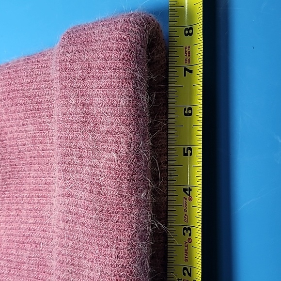 Stocking cap dusty rose acrylic knit faux mohair double layer  Barbiecore - Picture 6 of 7